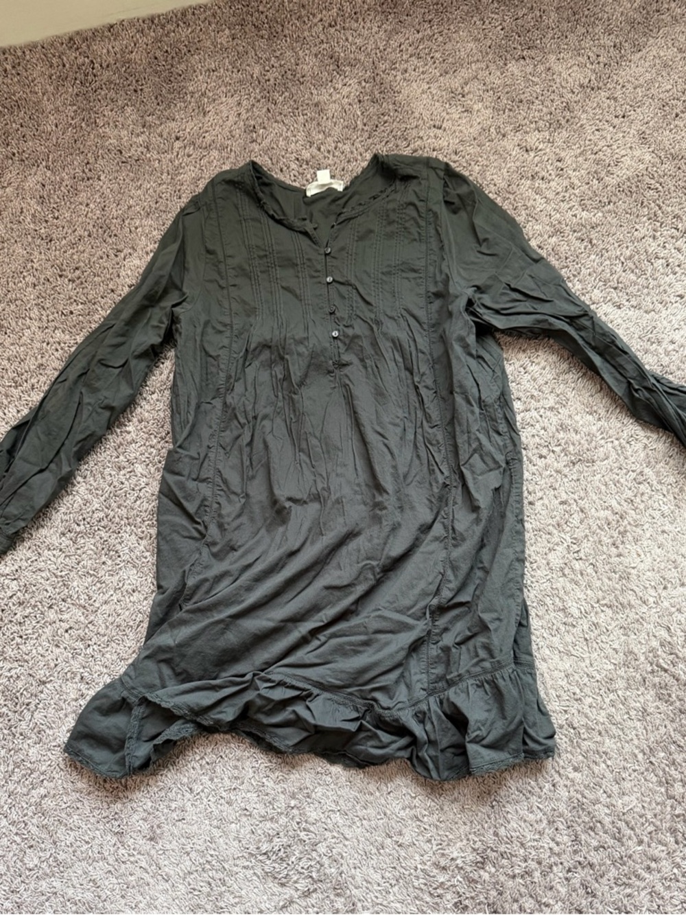 Gray Boho Button-Front Tunic Dress